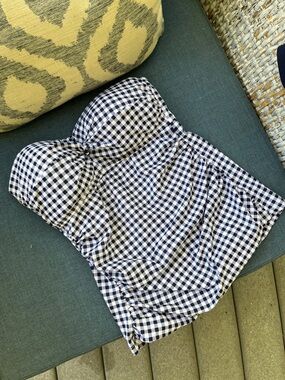 Strapless navy  Gingham Women’s swim Top